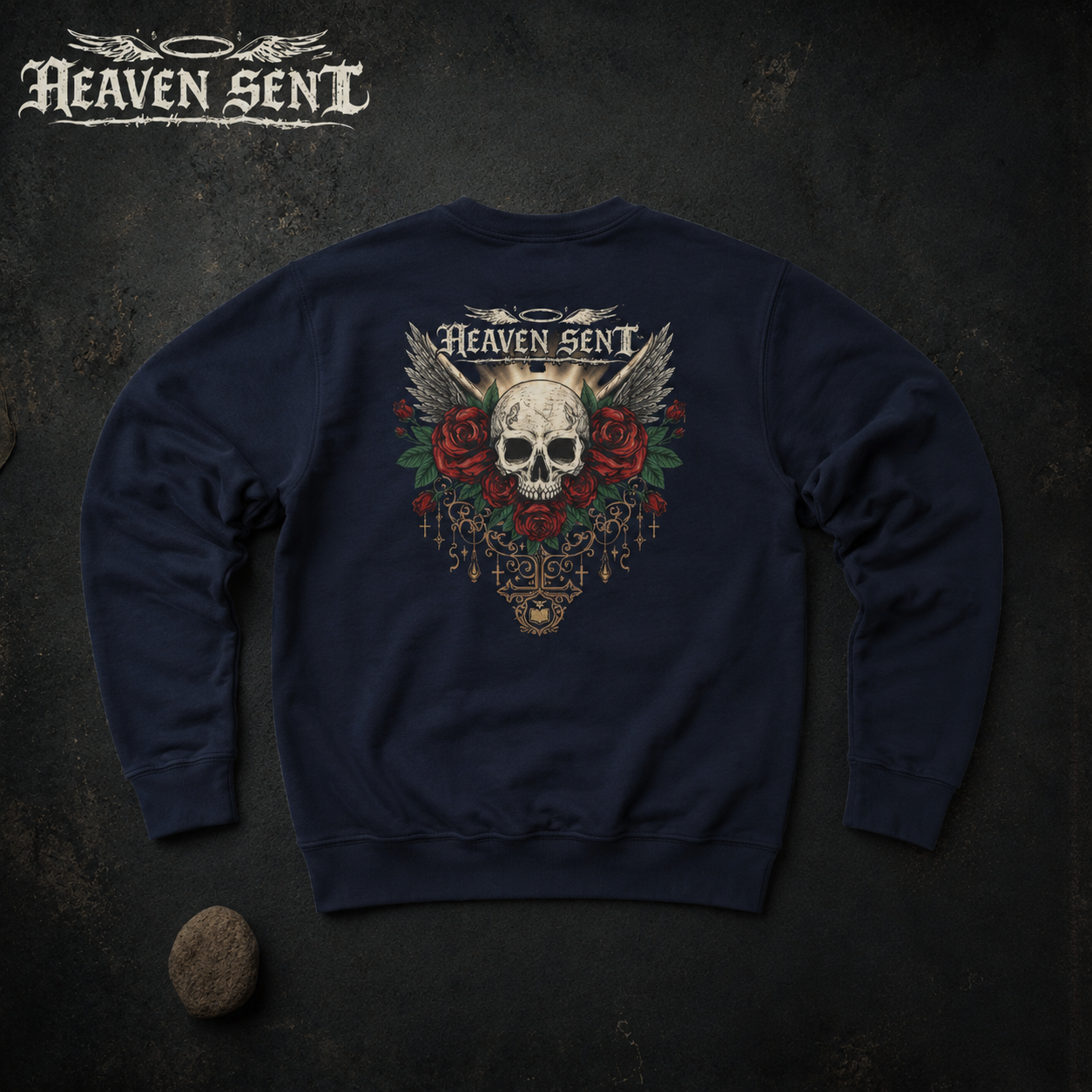Heaven Sent™ Skull & Roses Crewneck Sweatshirt