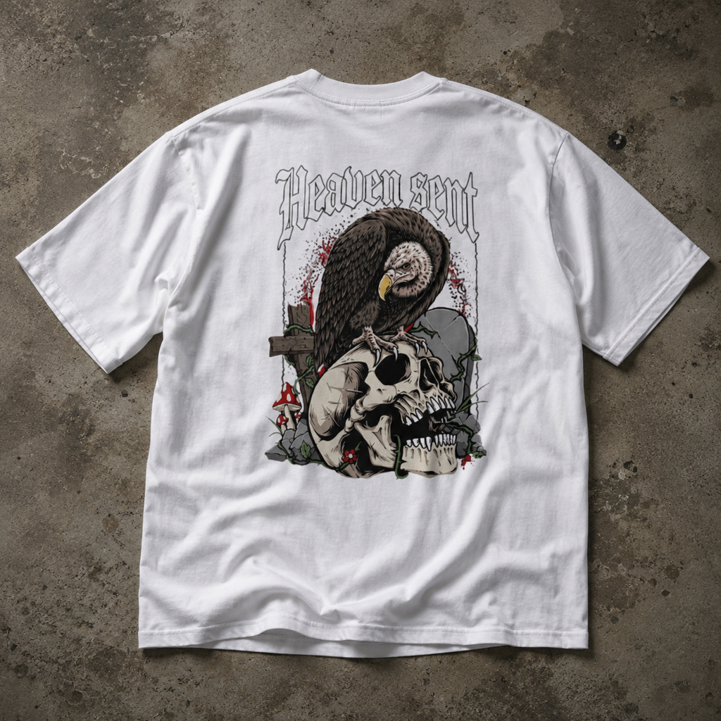 Heaven Sent Skull Tee — Gothic Oversized Men's Graphic Shirt