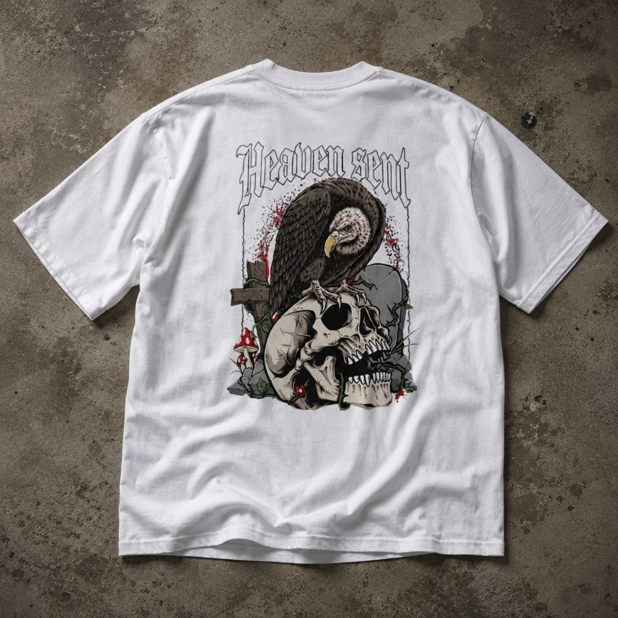 Heaven Sent Skull Tee — Gothic Oversized Men's Graphic Shirt