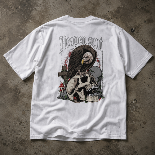 Heaven Sent Skull Tee — Gothic Oversized Men's Graphic Shirt