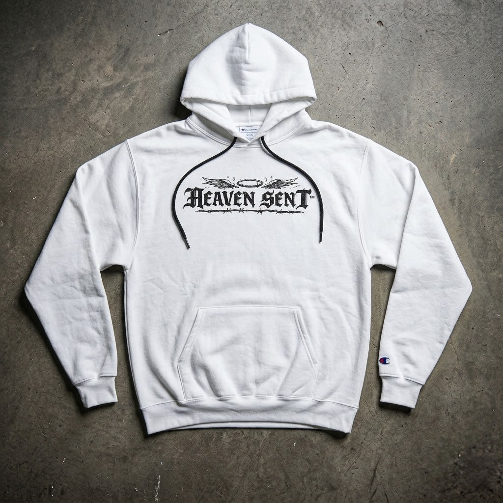 Heaven Sent™ Hoodie — Gothic Script Graphic Pullover