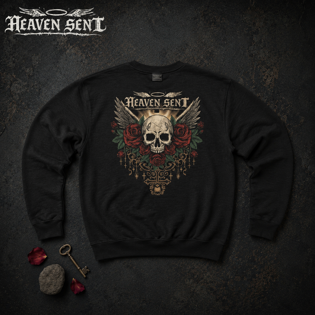 Heaven Sent™ Skull & Roses Crewneck Sweatshirt