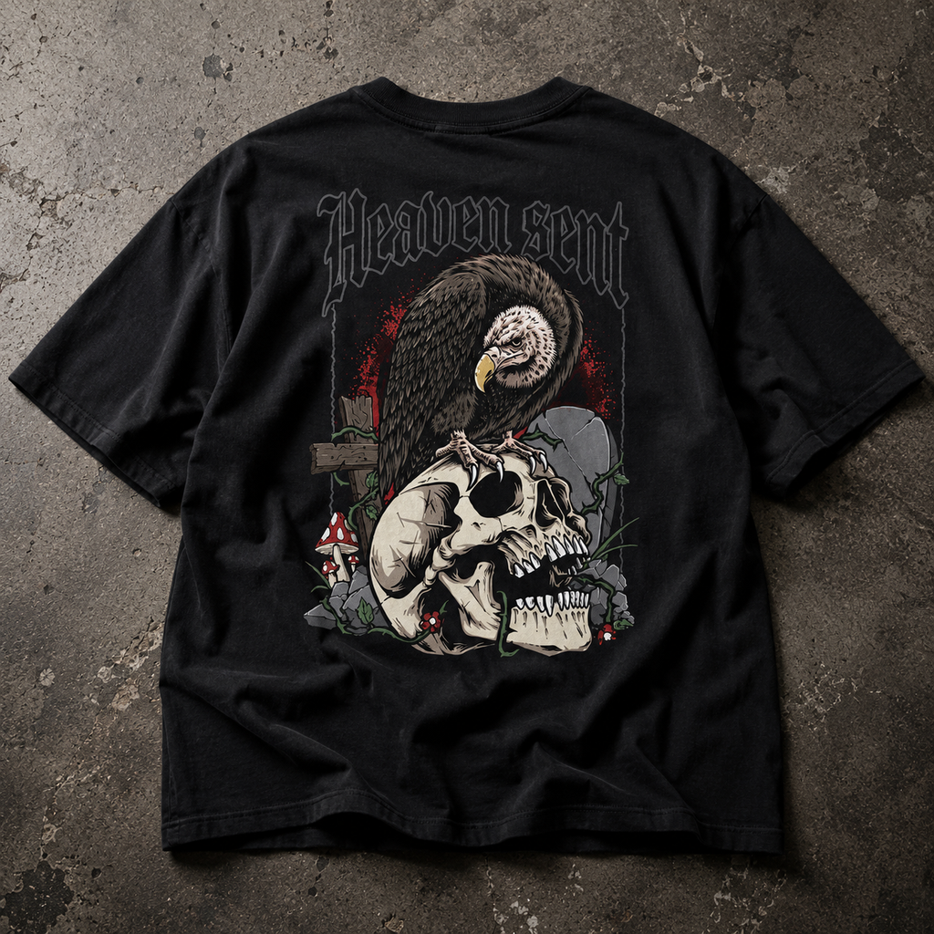 Heaven Sent Skull Tee — Gothic Oversized Men's Graphic Shirt