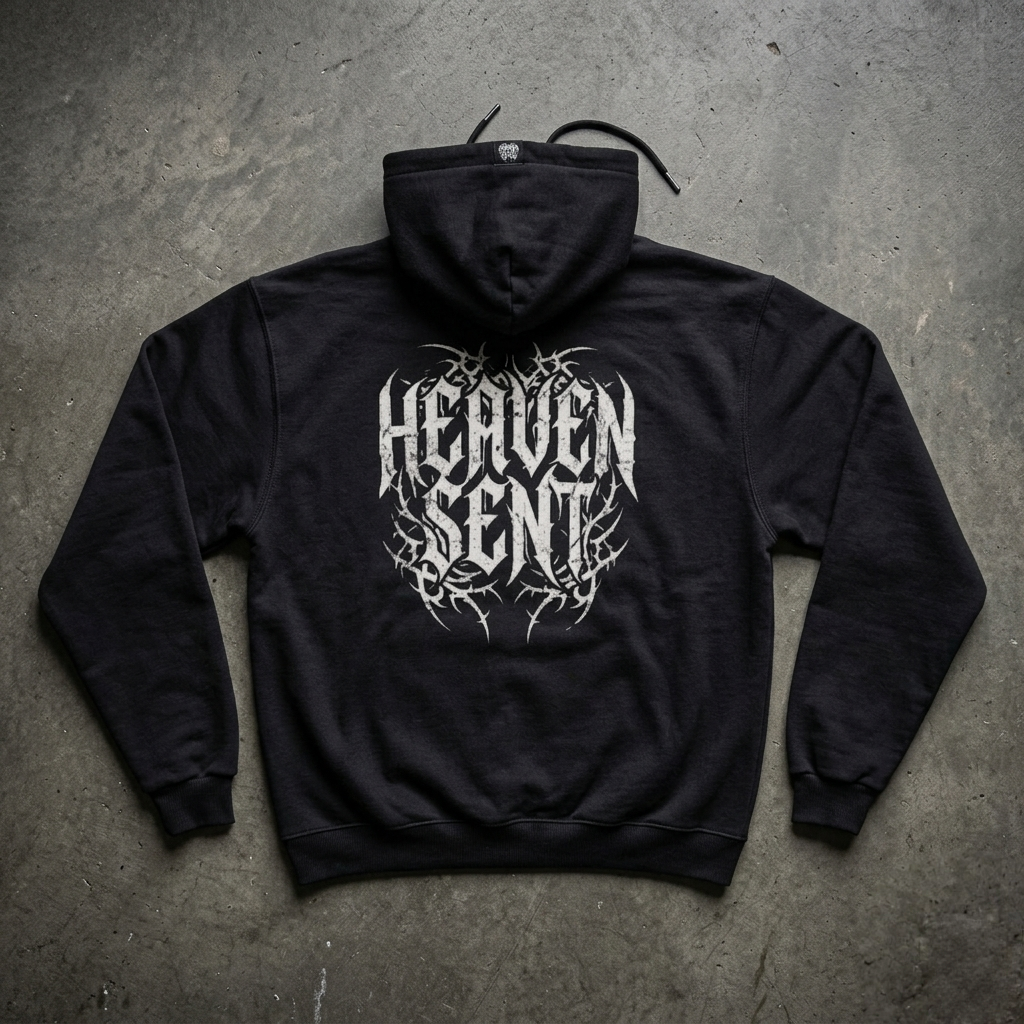 Heaven Sent™ Hoodie — Gothic Script Graphic Pullover